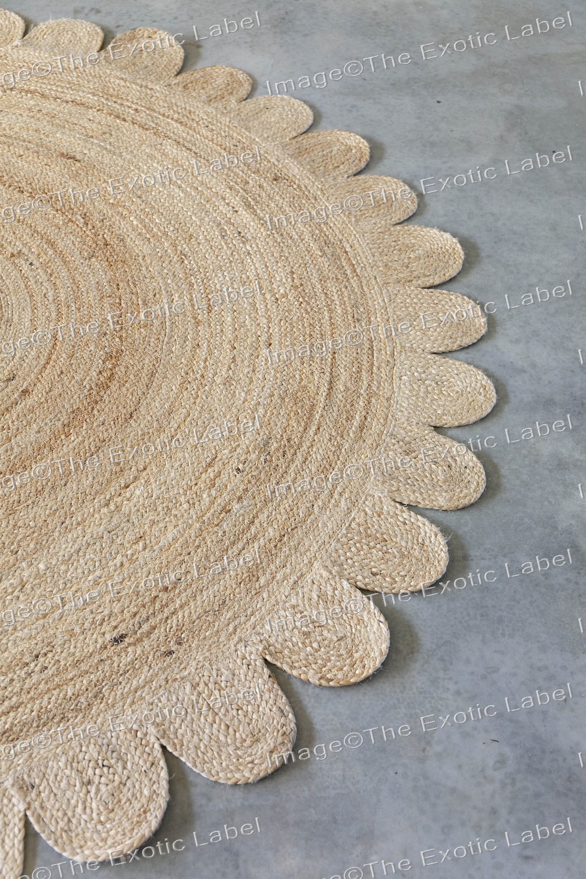 Round Scalloped Rug Scalloped Jute Rug Scallop Jute Braided Etsy