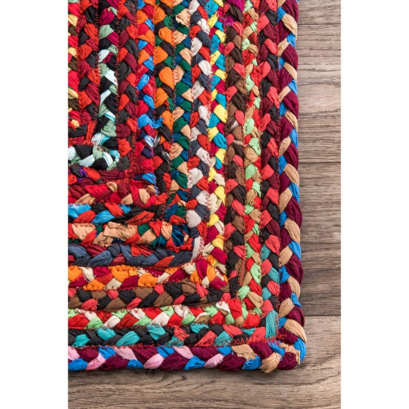 Hand Braided Bohemian Colorful Cotton Chindi Area Rug multi Etsy