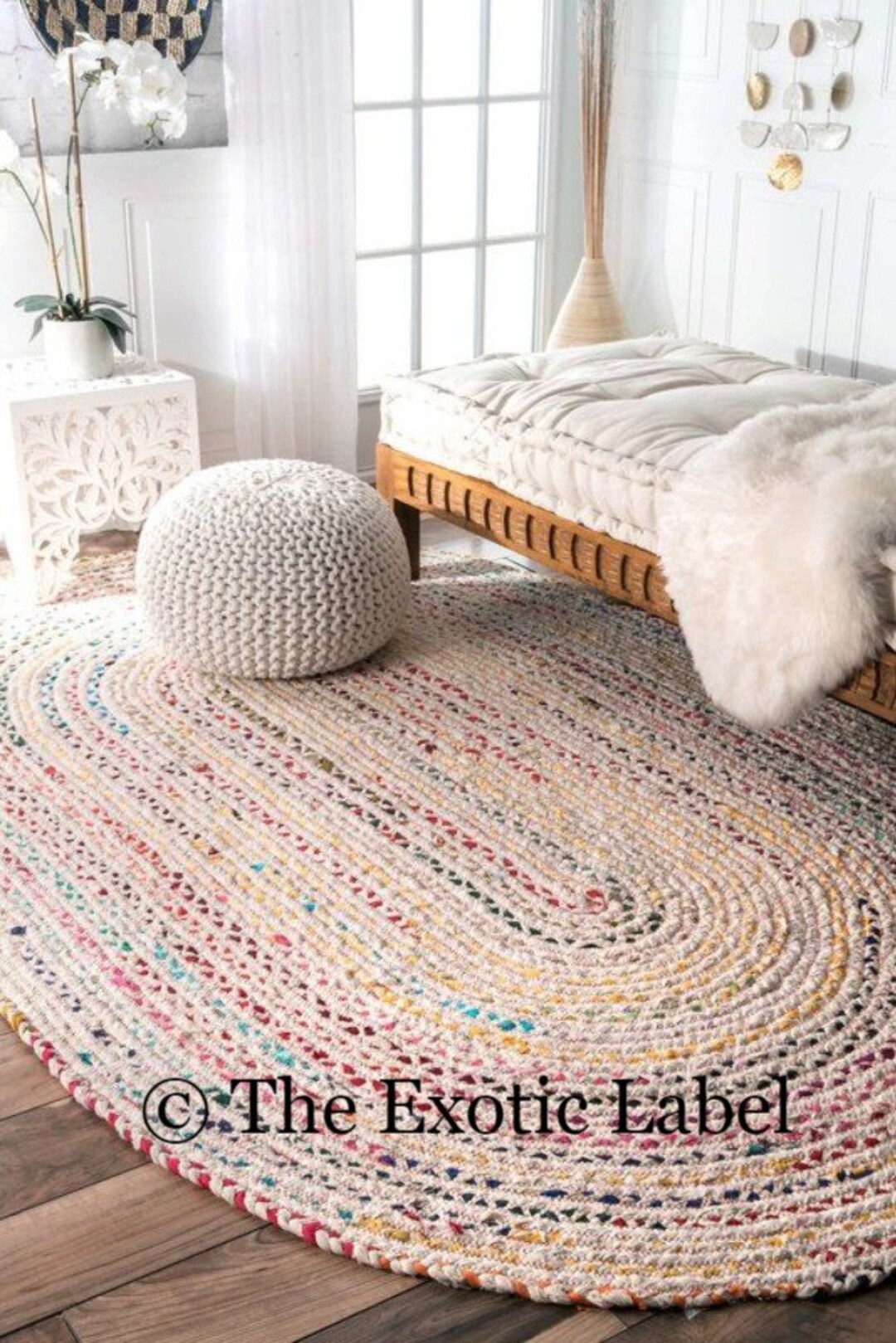 Bohemian Rag Rug Decorative Rug Beautiful Rag Rug Oval Home Etsy