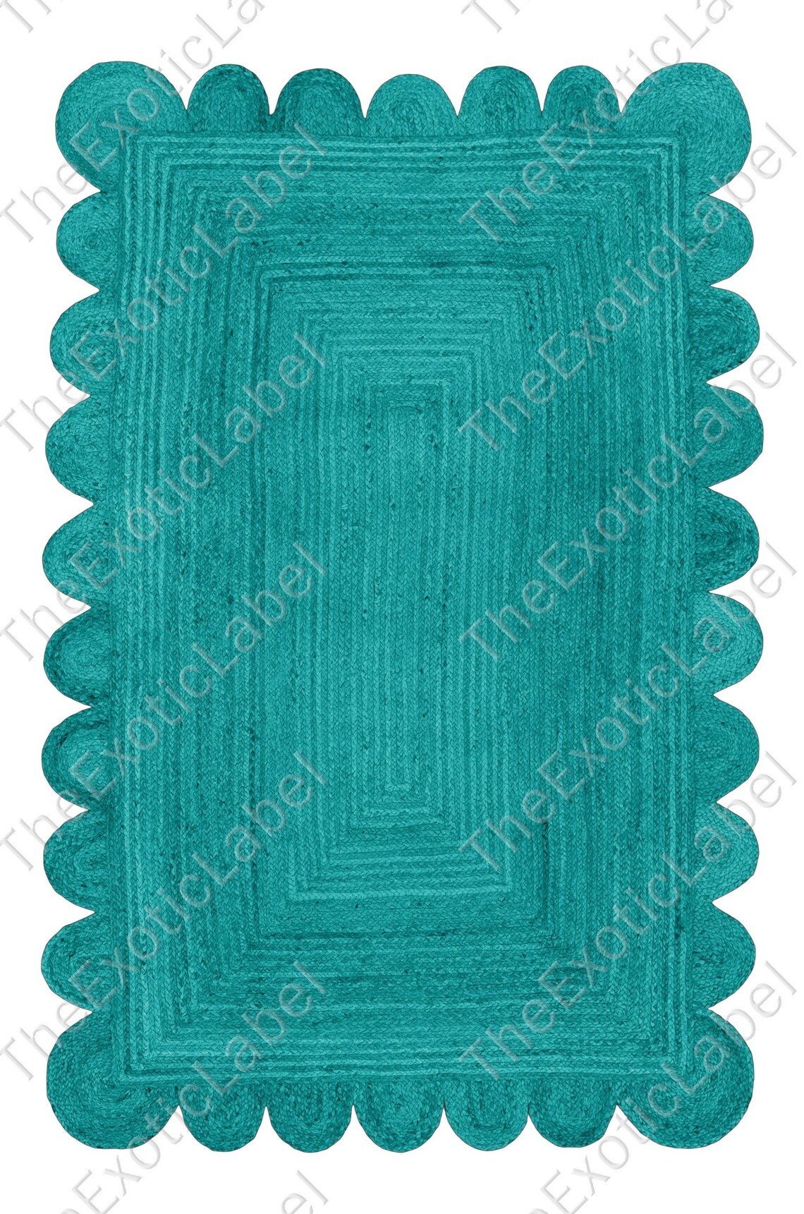 Green Natural Jute Braided Scalloped Rug Braided Jute Rug Etsy