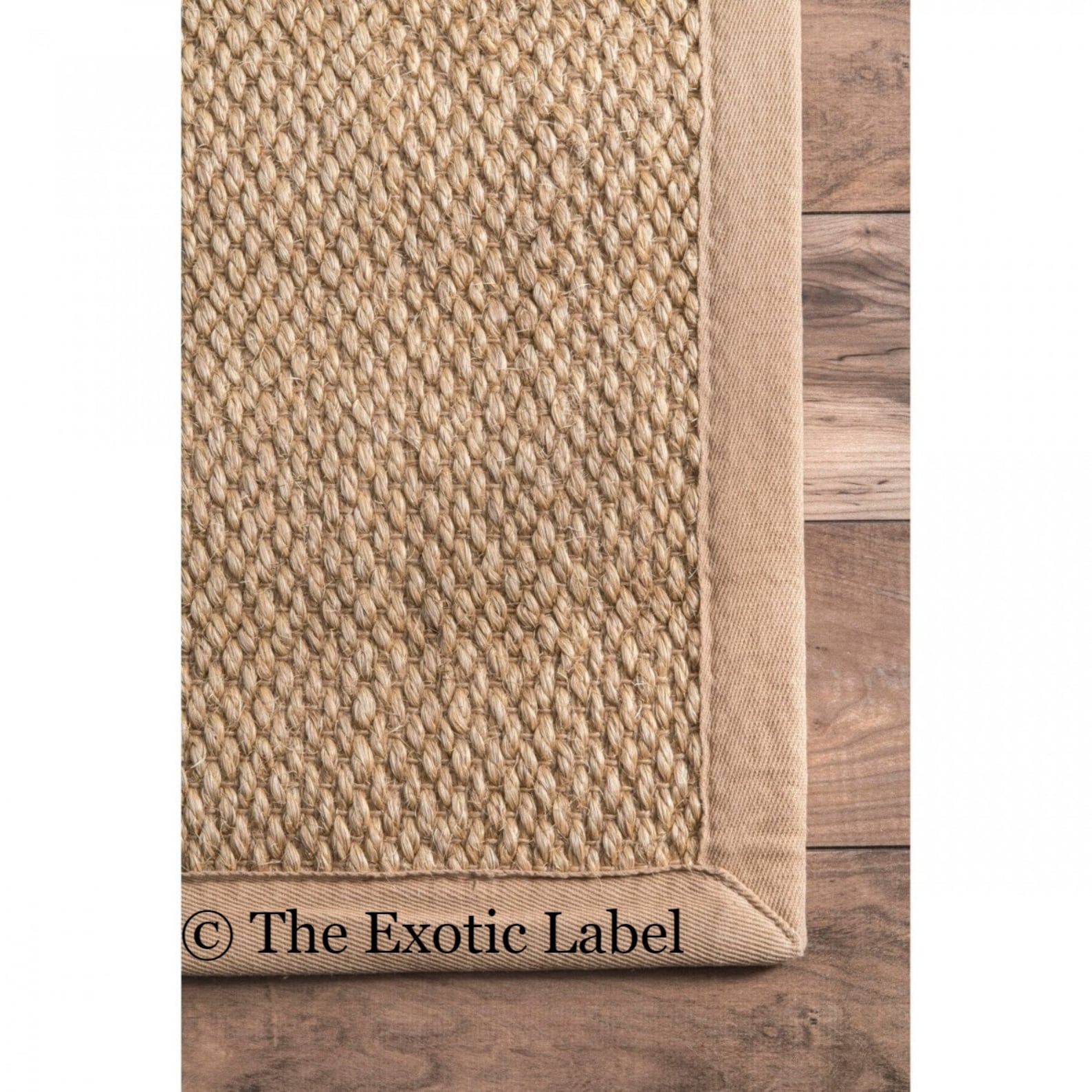 Indoor rug Jute rug with cotton border Natural color rug Etsy