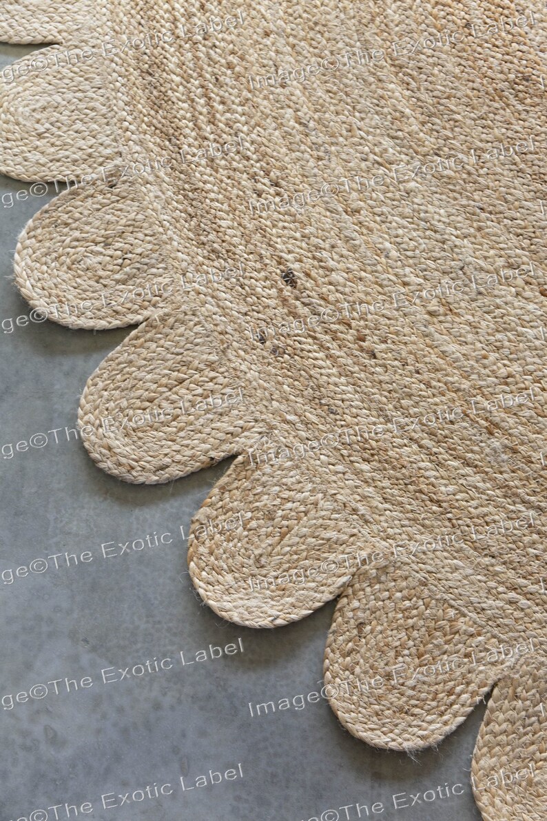 Round Scalloped Rug Scalloped Jute Rug Scallop Jute Braided Etsy