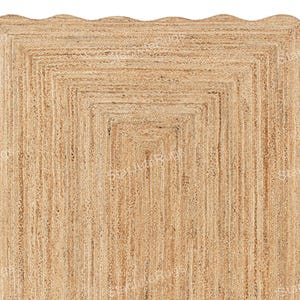 Natural Jute Rug- Wavy Edge Rug, Scalloped Jute Rug Jute Scallop Rug Wavy Edge Jute Rug Scalloped Border Rug Handbraided Rug Custom Jute Rug