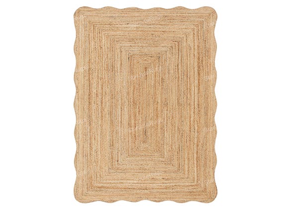 Natural Jute Rug- Wavy Edge Rug, Scalloped Jute Rug Jute Scallop Rug Wavy Edge Jute Rug Scalloped Border Rug Handbraided Rug Custom Jute Rug