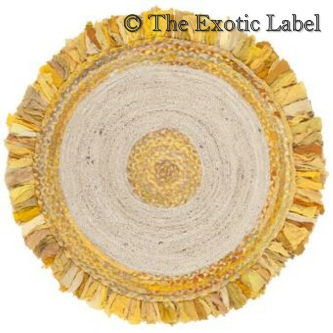 Boho Accent Rug Round Rug Hand Braided Rug Boho Hand Woven Round Rug