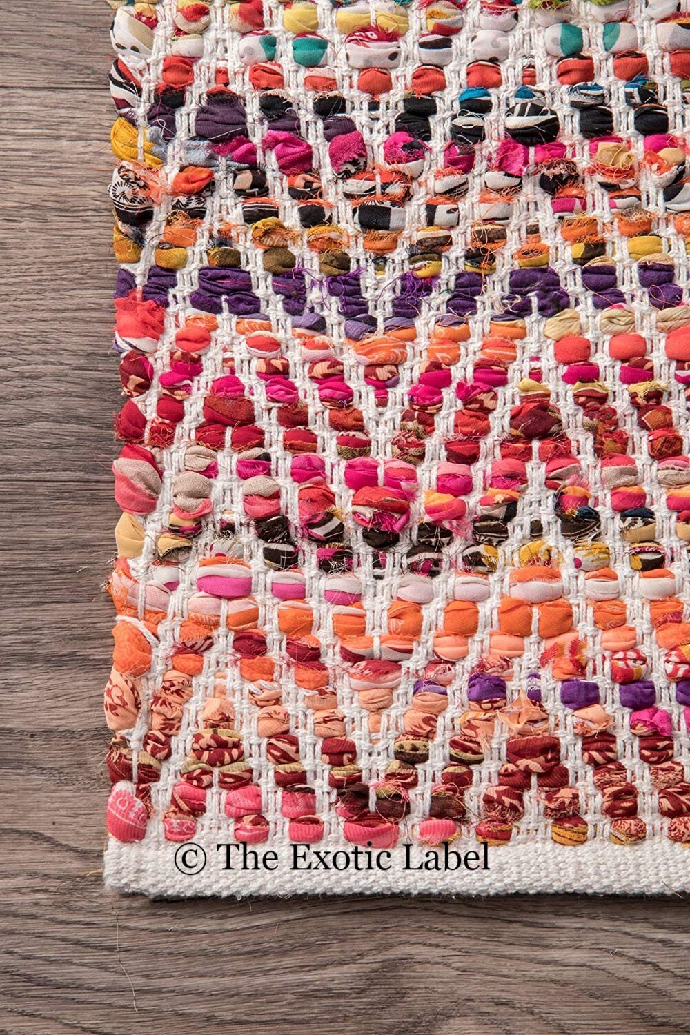 Rectangular Rag Rug, Zig Zag Shaped Long Rug, Home Decor Floor Area