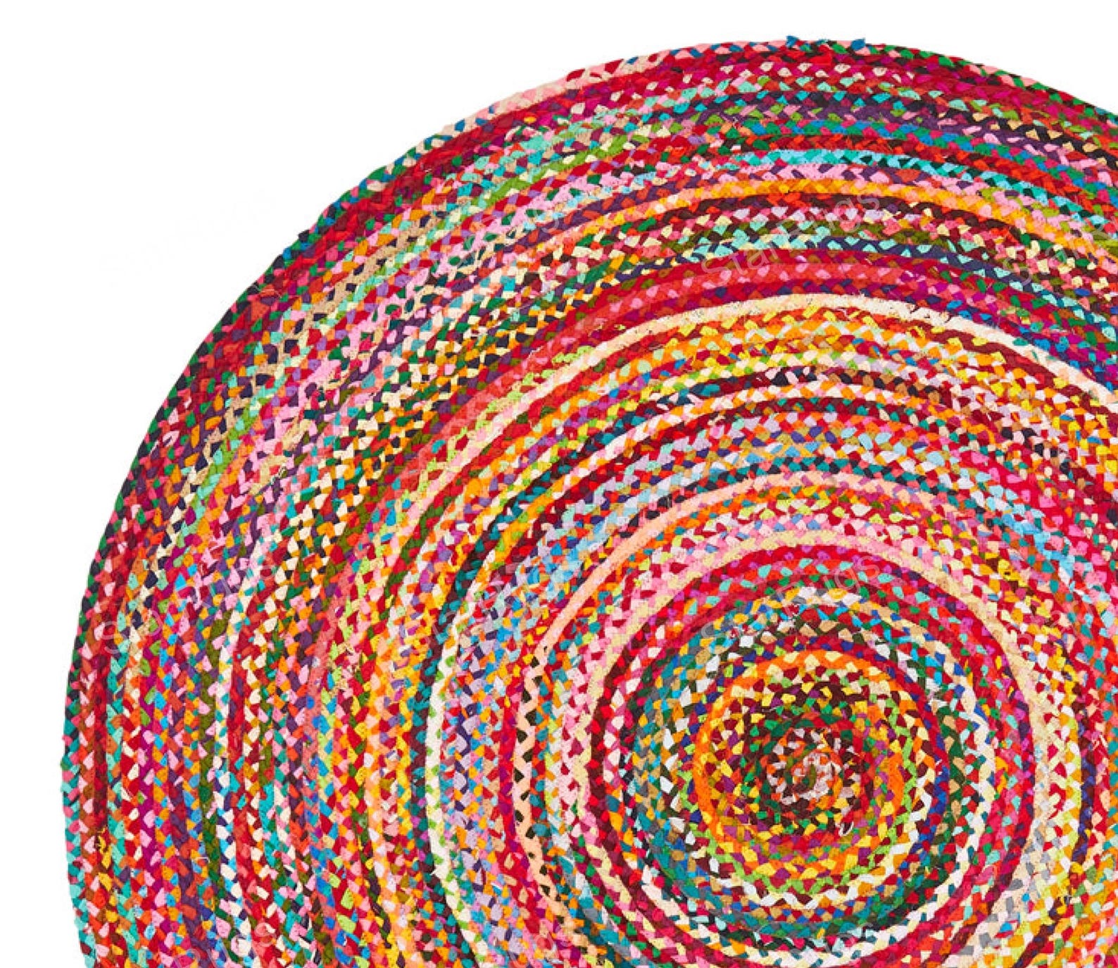 Round Cotton Rug, Round Chindi Rug, Cotton Circle Rug, Cotton Chindi ...