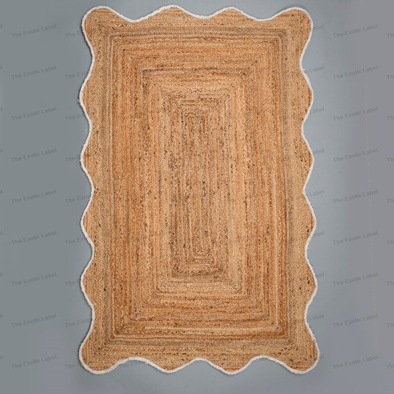 Wavy Edged Rug Wavy Edge Jute Rug Runner Jute Scalloped Rug for Dining Room - Etsy