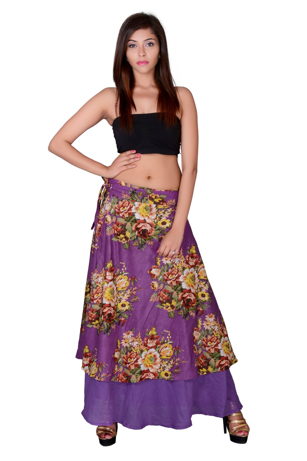 flower girl skirt wrap skirt long and layered skirt hippie Etsy