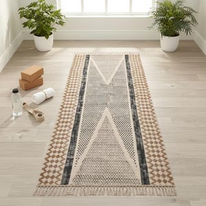Non Slip Bathroom Rug Runner, Washable Cotton Runner Rug for Hallway/Entryway, Custom Cotton Rug for Kitchen, Bohemian Bath Runner Doormat