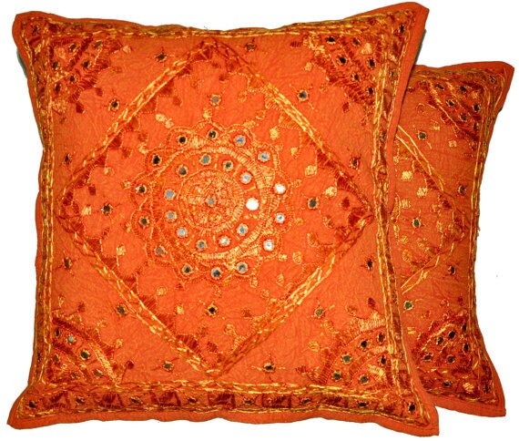 orange couch pillows