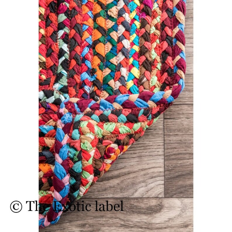 Colorful Braided Cotton Rug Home Decor Living Area Rug Etsy