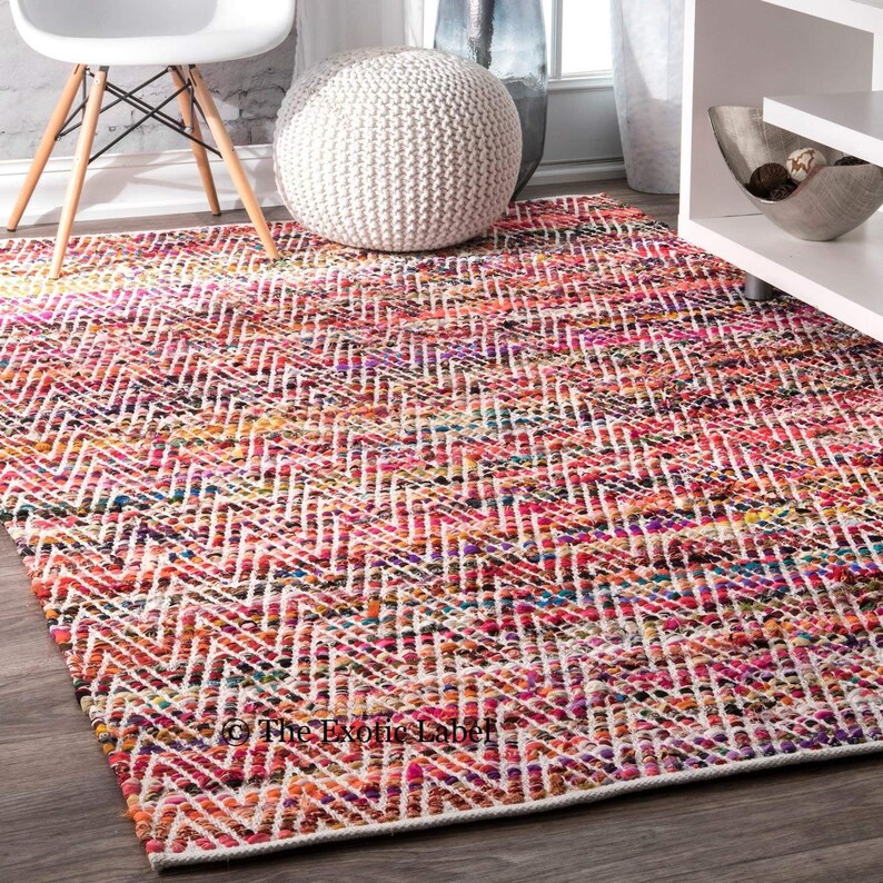 Rectangular Rag Rug Zig Zag Shaped Long Rug Home Decor Floor Etsy