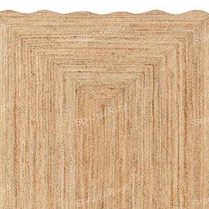 Natural Jute Rug- Wavy Edge Rug, Scalloped Jute Rug Jute Scallop Rug Wavy Edge Jute Rug Scalloped Border Rug Handbraided Rug Custom Jute Rug