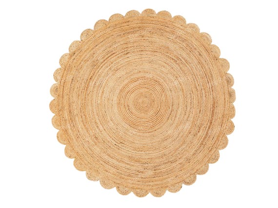 Round Scalloped Rug, Round Scalloped Jute Rug, Round Jute Rug, Natural Scallop Rug, Scallop Circle Rug, Round Doormat, Scallop Kitchen Rug