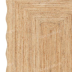 Natural Jute Rug- Wavy Edge Rug, Scalloped Jute Rug Jute Scallop Rug Wavy Edge Jute Rug Scalloped Border Rug Handbraided Rug Custom Jute Rug