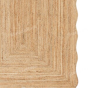 Natural Jute Rug- Wavy Edge Rug, Scalloped Jute Rug Jute Scallop Rug Wavy Edge Jute Rug Scalloped Border Rug Handbraided Rug Custom Jute Rug