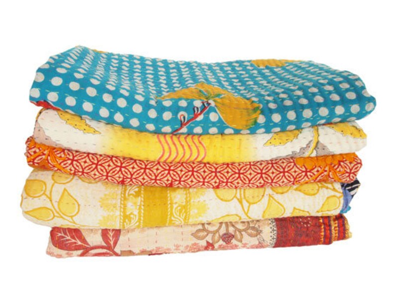 3 pc vintage kantha throw indian handmade kantha quilt hand quilted sari kantha gudri applique baby blanket