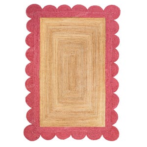 Braided Area Rug, Scallop Area Rug, Jute Scalloped Rug, Scallop Kitchen Rug, Scalloped Doormat, Scallop Hallway Runner, Natural Scallop Rug