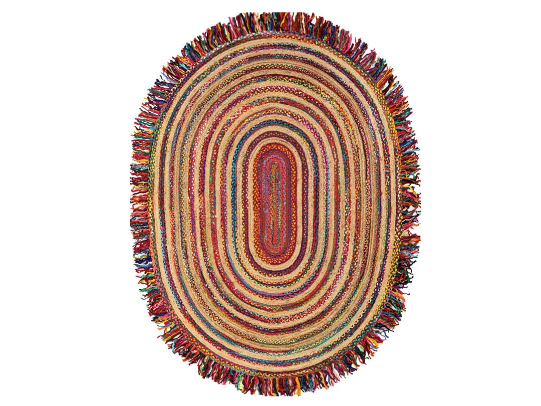 Braided Oval Rug, Cotton Oval Rug, Oval Area Rug, Jute Cotton Rug, Jute ...