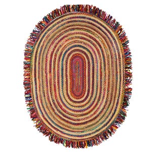 Braided Oval Rug, Cotton Oval Rug, Oval Area Rug, Jute Cotton Rug, Jute Oval Rug, Bohemian Oval Rug, Oval Cotton Doormat, Oval Bath Rug
