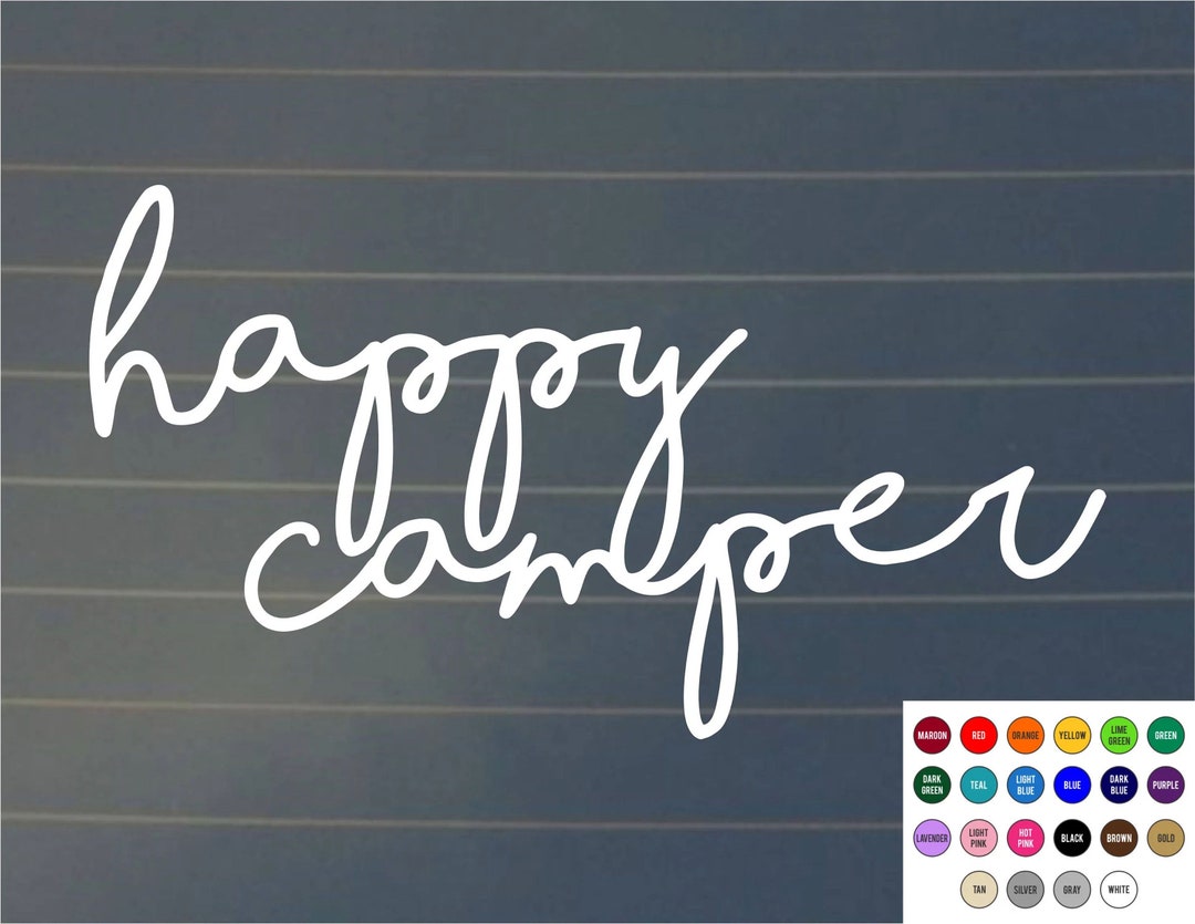 DECAL Happy Camper Vinyl Decal, Car Window Decal, Laptop Decal, Laptop ...
