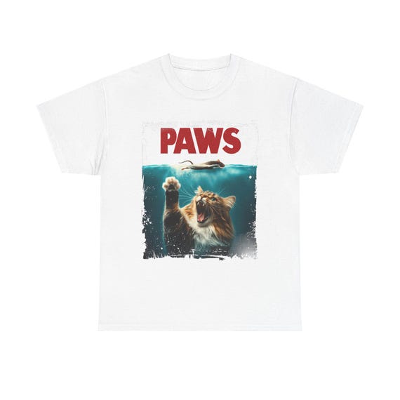 Paws Underwater Shark Attack T-Shirt Funny Cat Parody Gift Paws Underwater Shark Attack T-Shirt Funny Cat Parody Gift