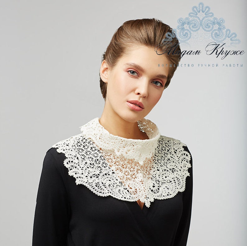 Elegant collar 74 Vologda bobbin lace handmade delicate collar Etsy