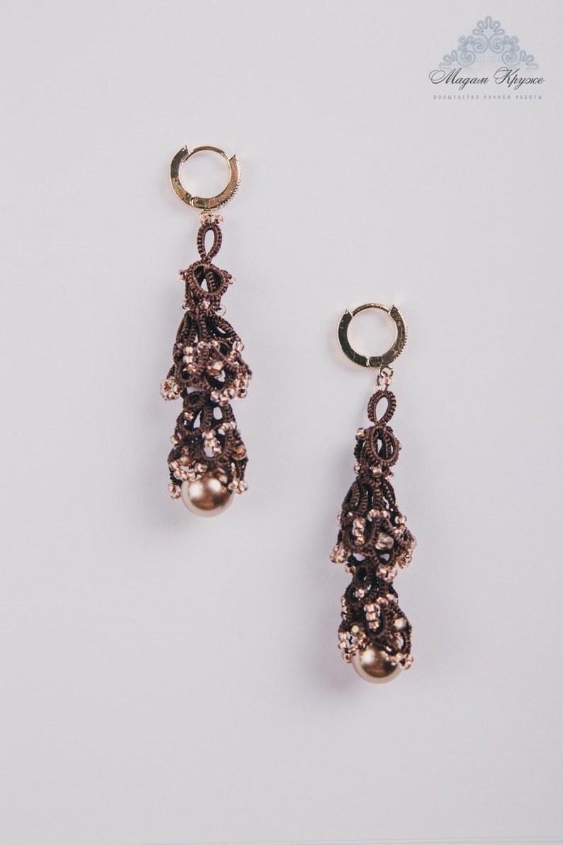 Tatting Lace earrings Jeanne d'Arc French lace Etsy