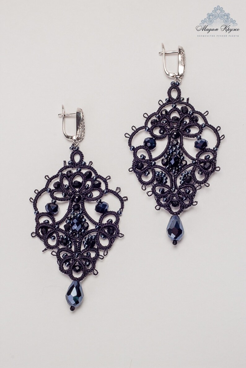 Tatting earrings Cleopatra The French handmade Etsy