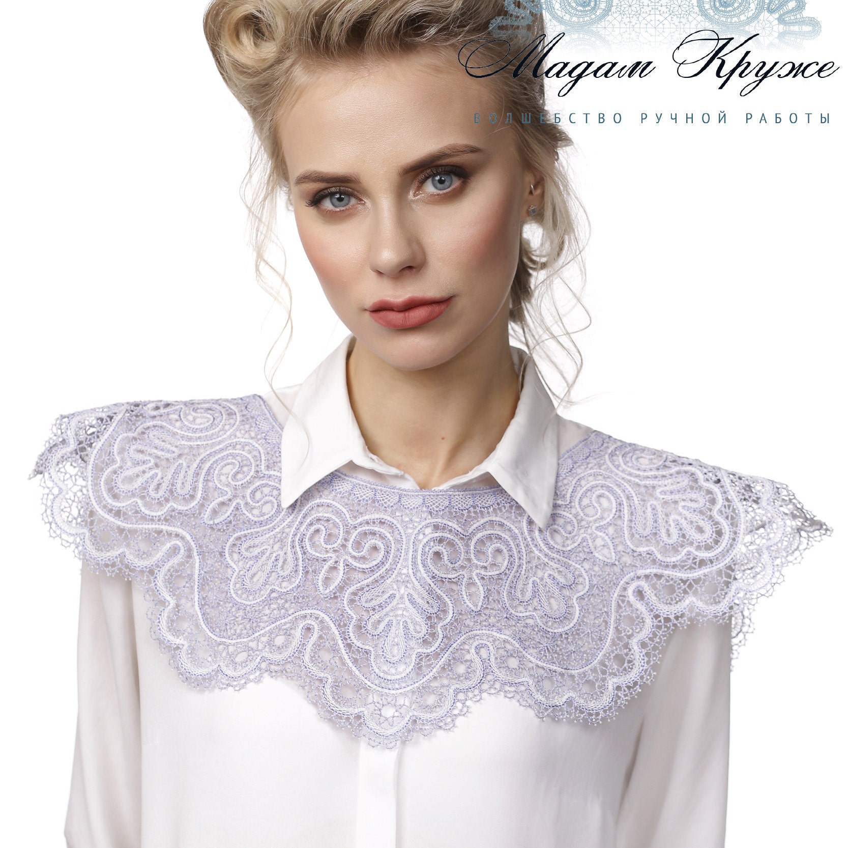 Elegant collar 54 Vologda bobbin lace handmade delicate collar Etsy