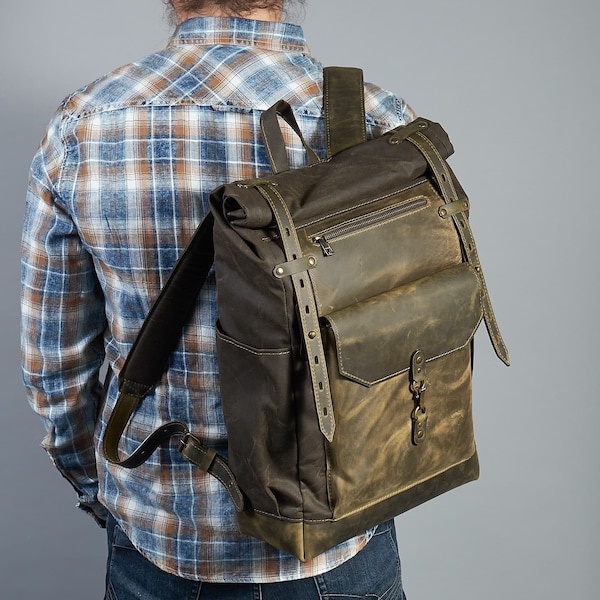 Waxed Canvas Backpack - Etsy