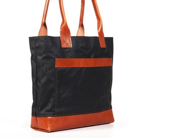 Waxed Canvas Tote Handbag, Waxed Handmade Handbag Women Bag