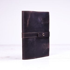Dark brown A5 leather journal cover. Notebook cover. Notebook holder. Moleskine notebook case. Personalized gift