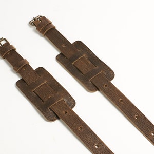 DIY KIT. 2 leather roll straps with patches. Yoga mat / Blanket / Sleeping bag attachment. image 4