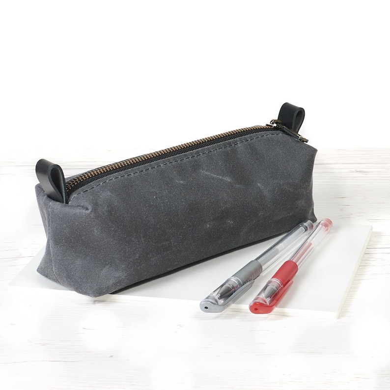 Waxed Canvas Zipper Pencil Pouch. Fabric Pen and Pencil Case Etsy
