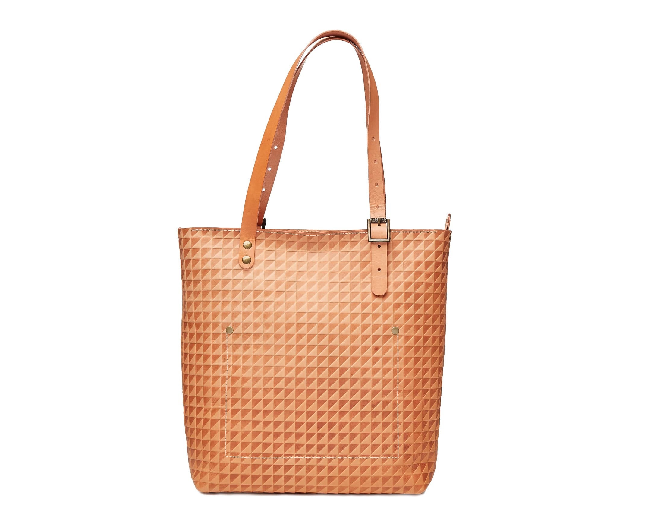 Embossed leather tote bag