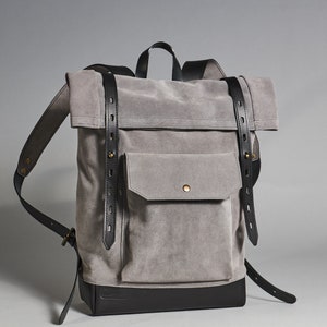 Grey Suede Leather Backpack. Laptop Rucksack for Women for Everyday ...
