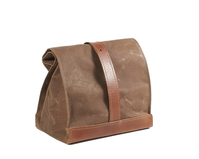 Lunch Bag for Women. Waxed Canvas Lunch Bag With Leather Etsy