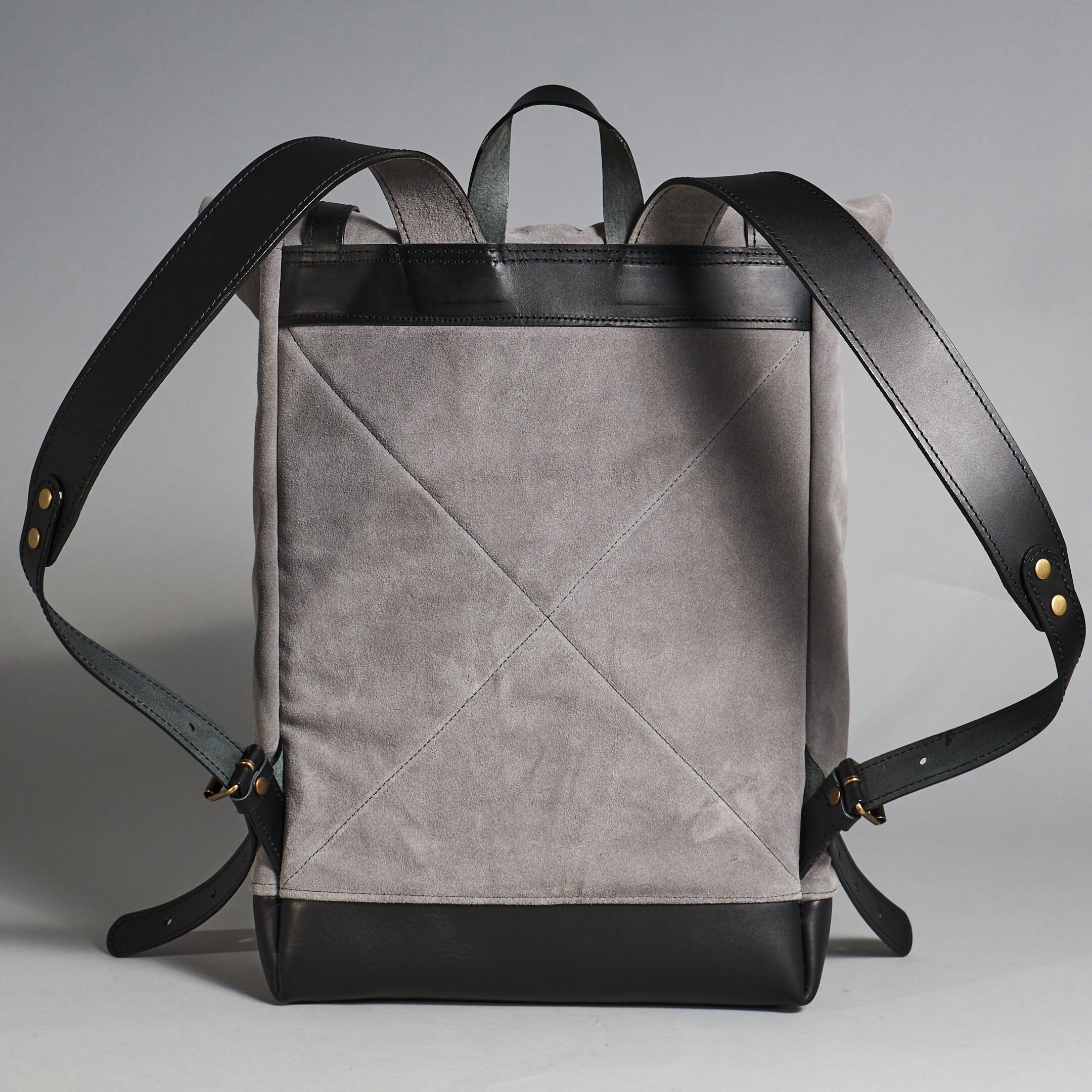 Suede Computer Backpack Grey Suede Leather Backpack. Laptop Rucksack for Women for Everyday ...
