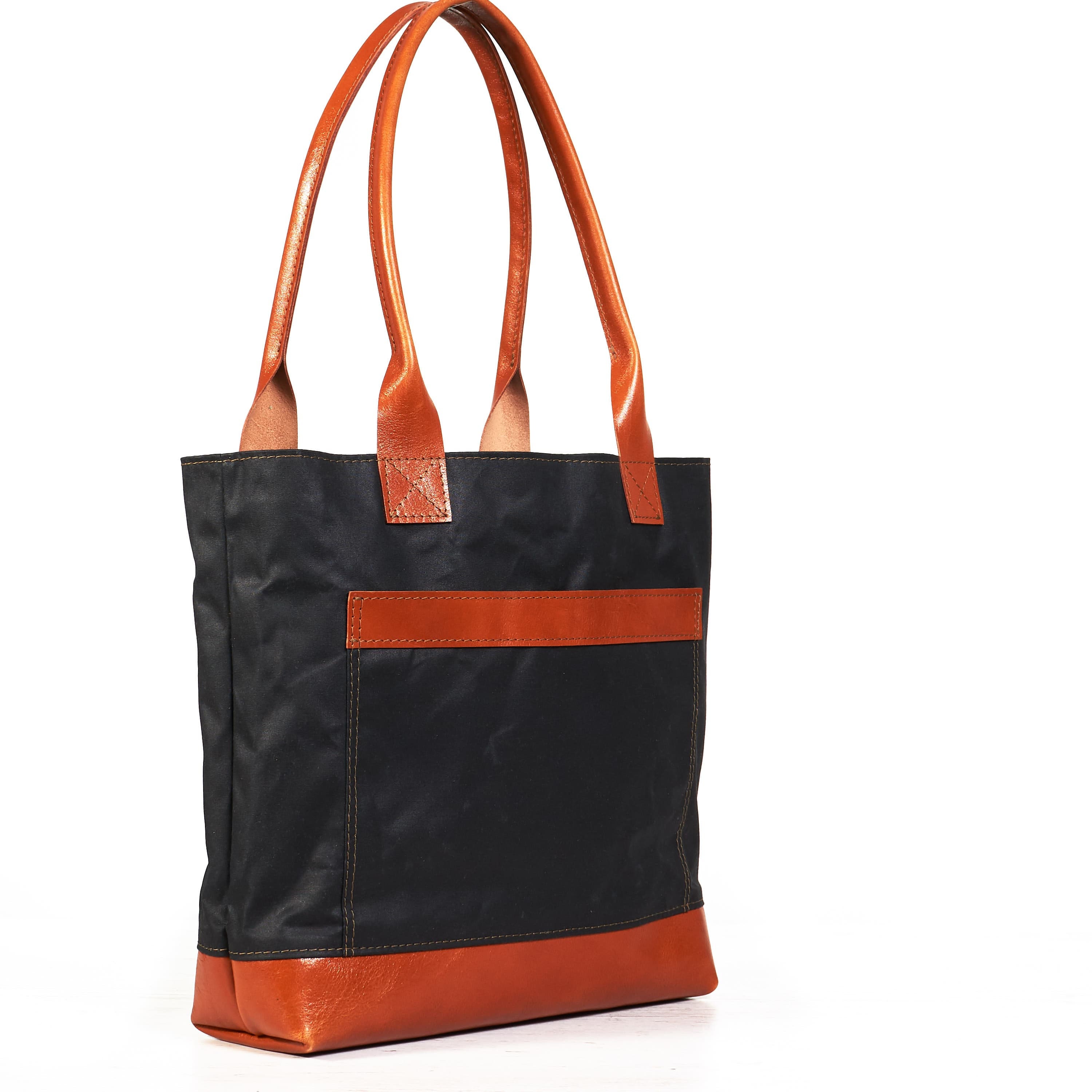 Waxed Canvas Tote Bag With Leather Handles IUCN Water