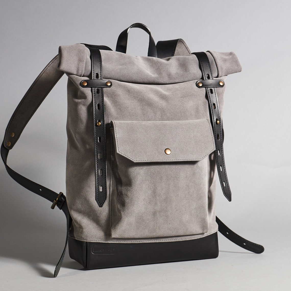 Suede Computer Backpack Grey Suede Leather Backpack. Laptop Rucksack for Women for Everyday ...