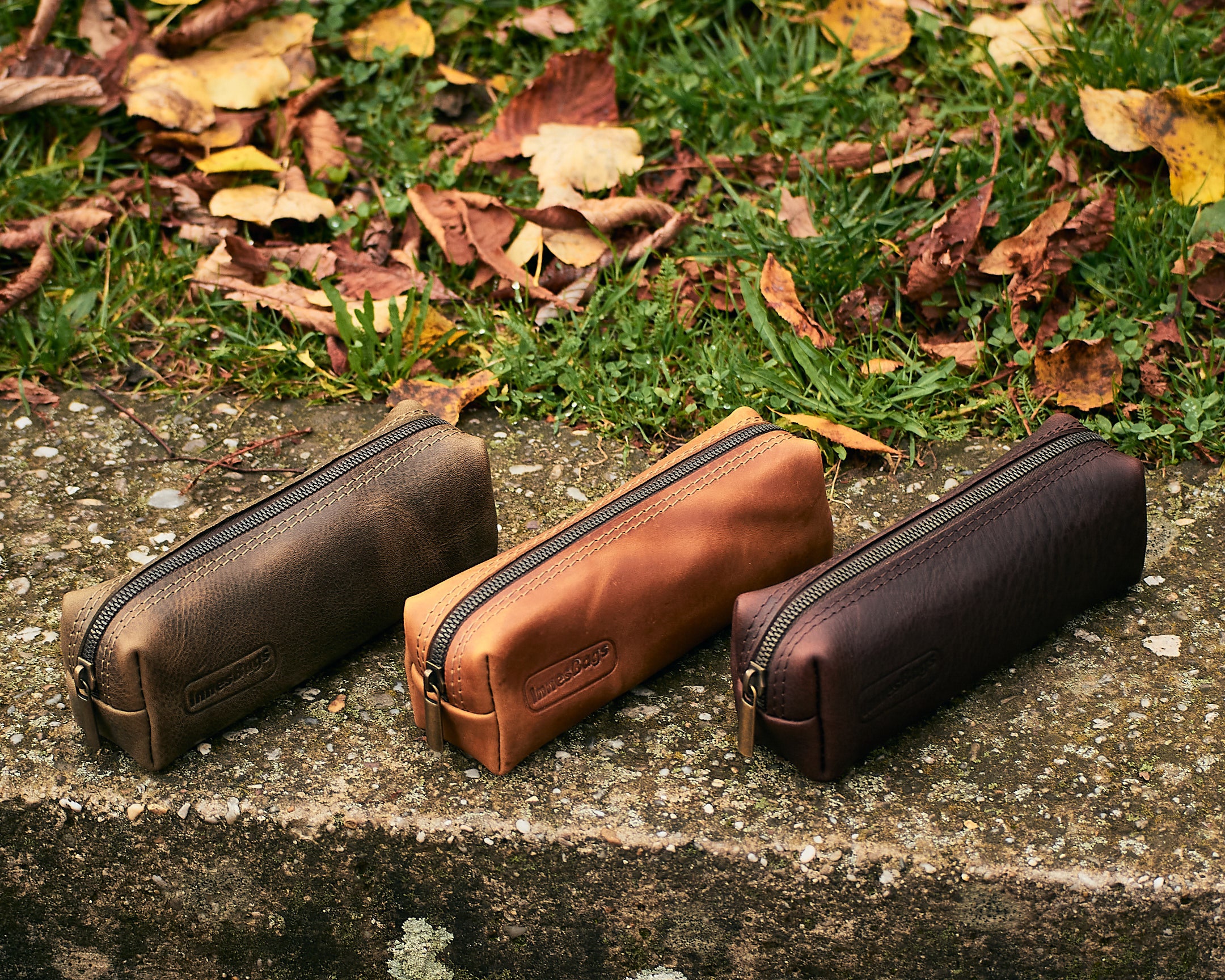 Leather Pencil Case With Metal Zipper. Personalized Leather