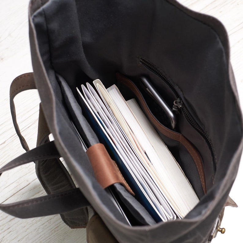 laptop backpack made of waterproof waxed canvas