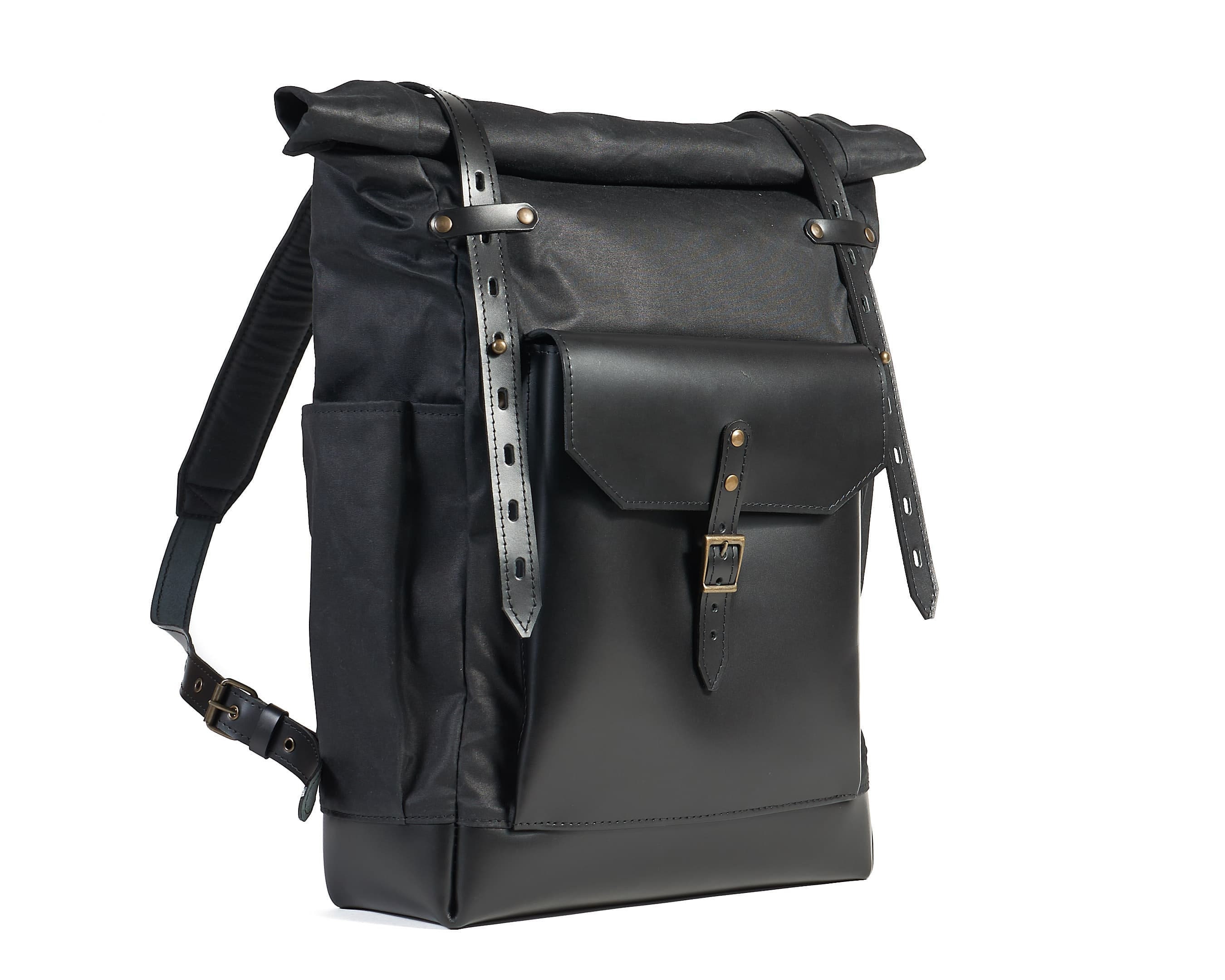waxed canvas roll top backpack