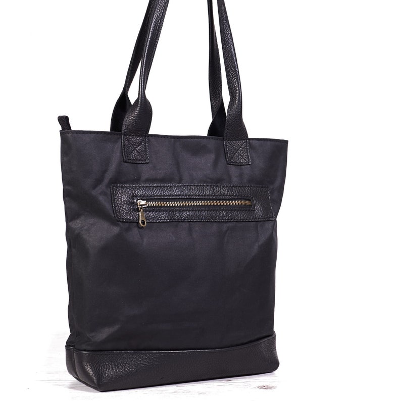 Waxed Canvas Bag, Shoulder Tote, Zipper Bag, Travel Bag, Canvas Diaper Bag, Anniversary Gift image 1