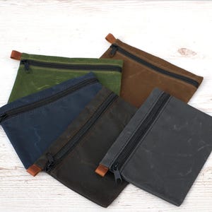 Bulk order. 5 pieces waxed canvas zipper pouches. Bushcraft, camping, outdoor utility pouch. Waterproof backpacking gear. Small travel purse