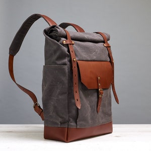 Waxed Canvas Backpack. Laptop Backpack. Waxed Canvas Leather Bag ...