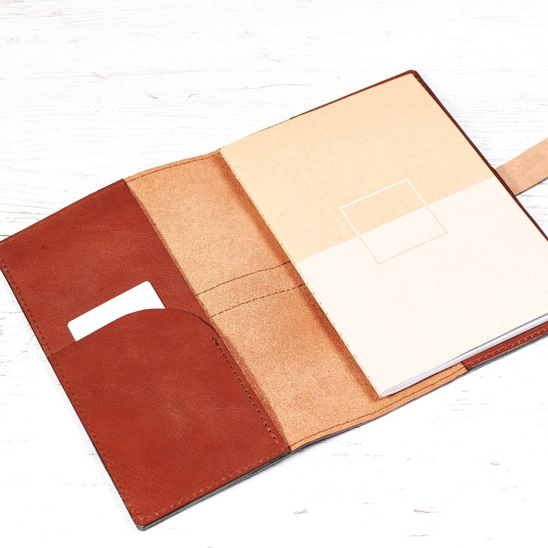 A5 leather journal cover. Notebook cover. Leather cover. Brown notebook holder. Personalized gift image 3