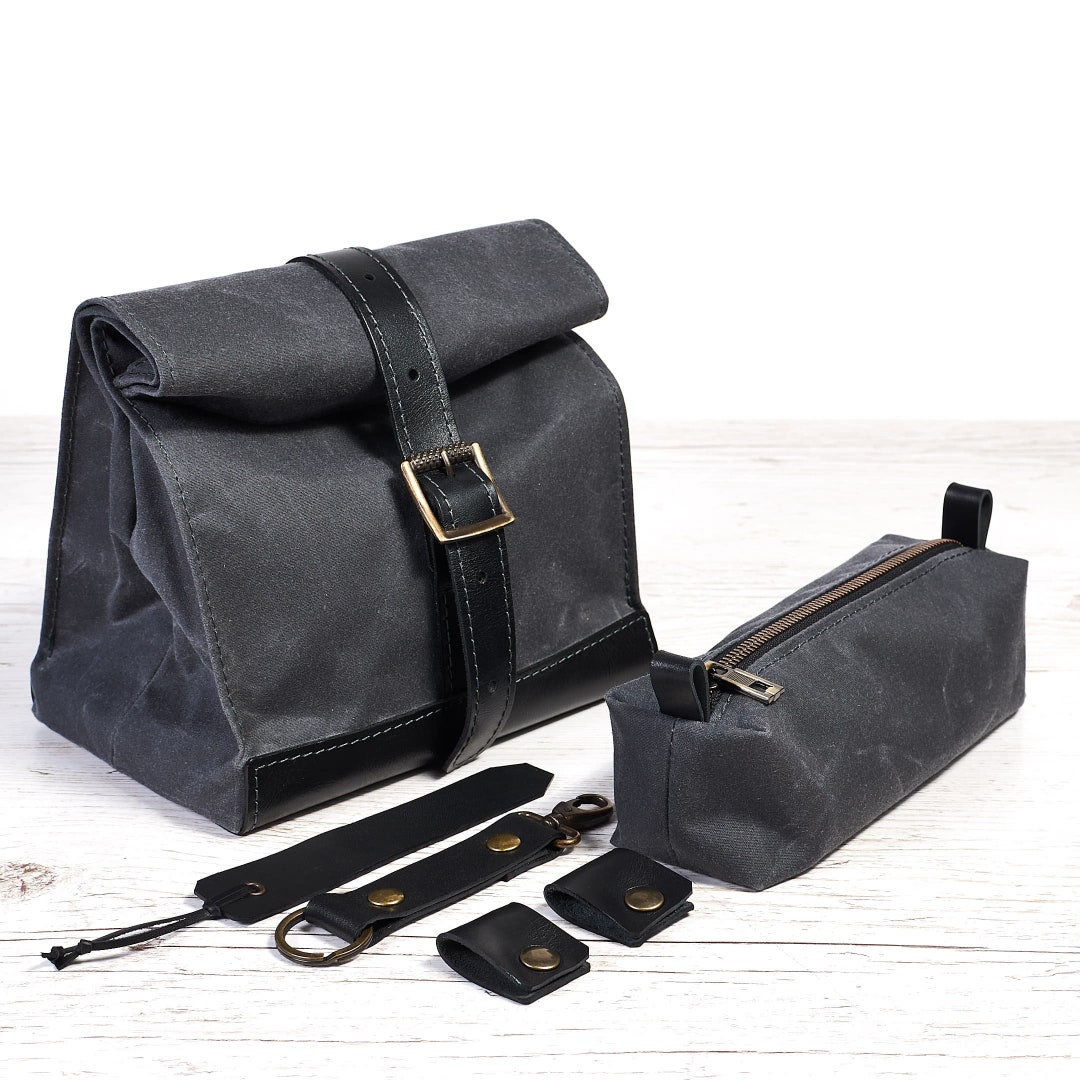 Personalized Leather Canvas Gift Set. Accessories Set. Waxed Etsy